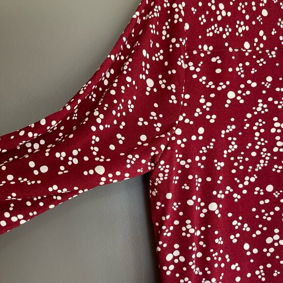 Woolovers Irregular Spot Red Jersey Print 3/4 Sleeve Shirt Size Medium Classic - Picture 14 of 16